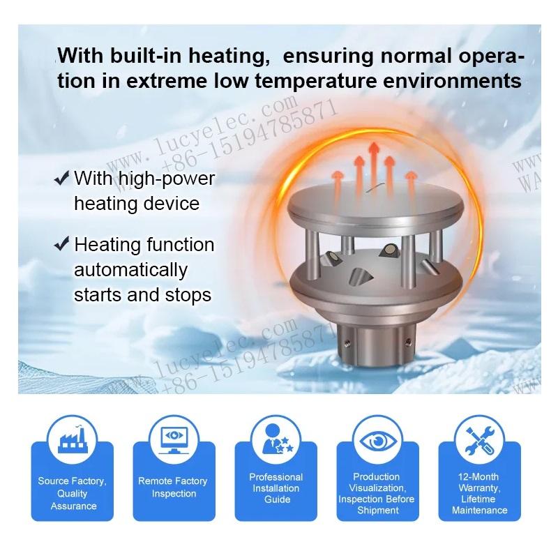 ultrasonic anemometer with auto heating